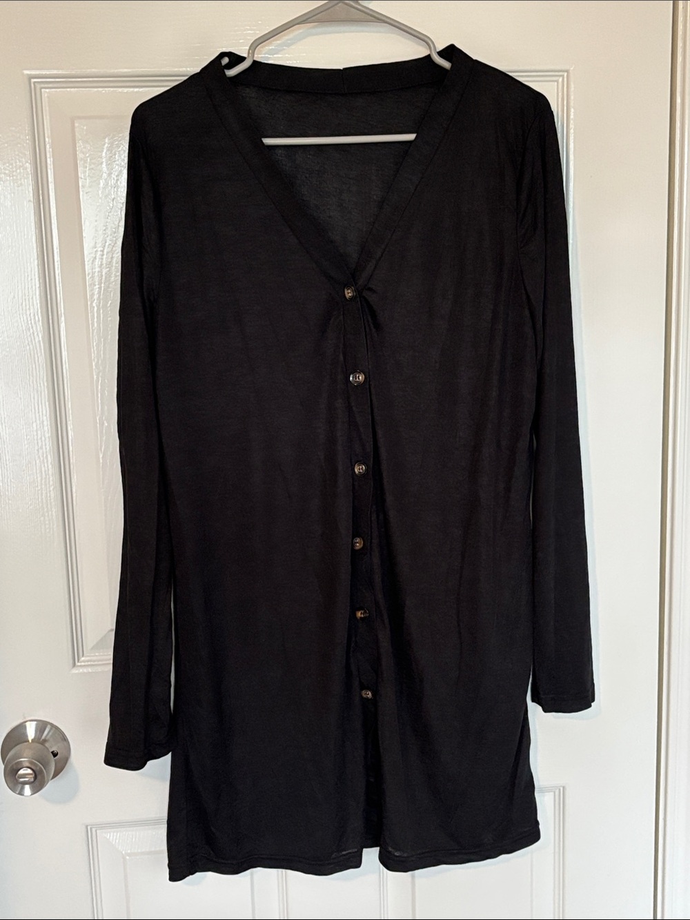 Black Long Sleeve Button Front Cardigan